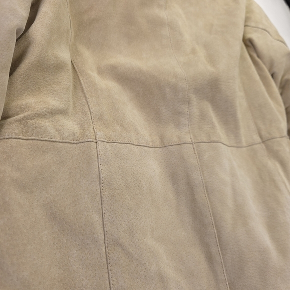 Charles Klein Luxurious Leather Tan and Cream Fleece Coat Size L - Picture 15 of 16
